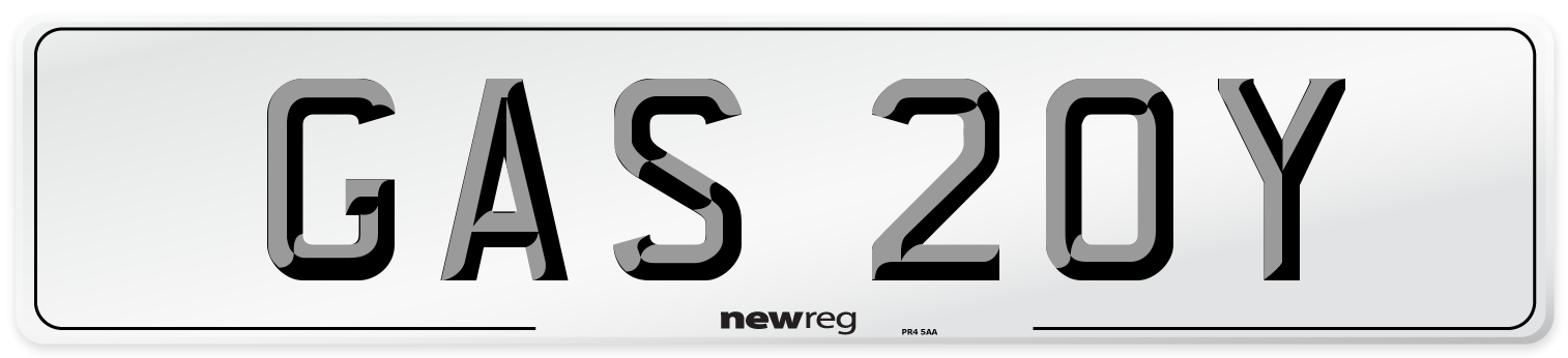 GAS 20Y Number Plate from New Reg
